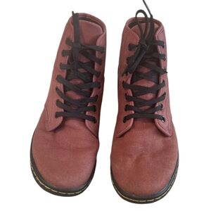 Doc Martens Women's Burgundy Canvas Lace-up‎ Combat Boots size 7